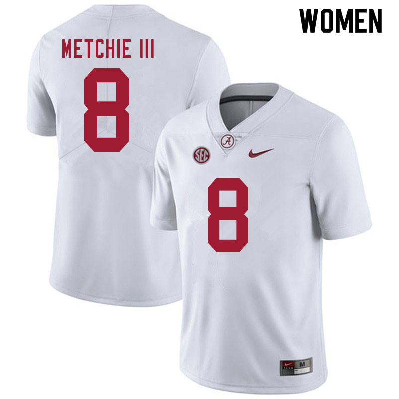 Alabama Crimson Tide Women's John Metchie III #8 White NCAA Nike Authentic Stitched 2020 College Football Jersey ML16X30IK